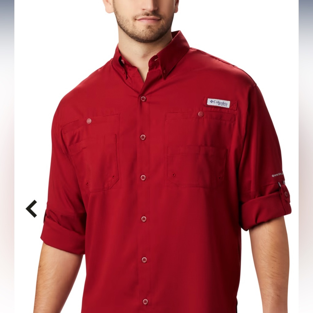 Men’s Columbia Tamiami II Long Sleeve Fishing Shirt NWT- Maroon/Beet color